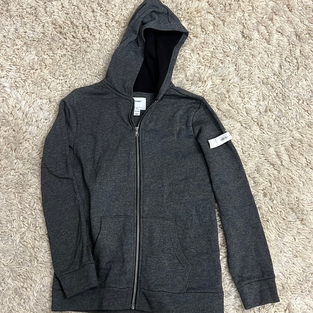 Old Navy. Gray boys zip up hoodie sweatshirt. New never worn size XL 14-16.